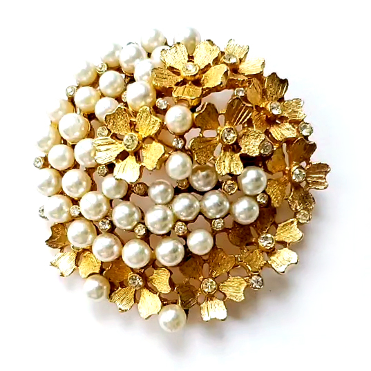 （画像用） ヴィンテージブローチ パールRSのお花ブーケ