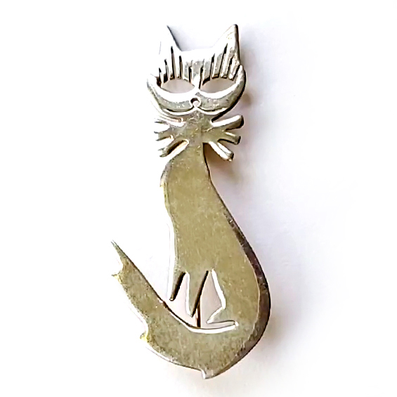 （画像用） アンティークジュエリー 銀製925シルバーの猫