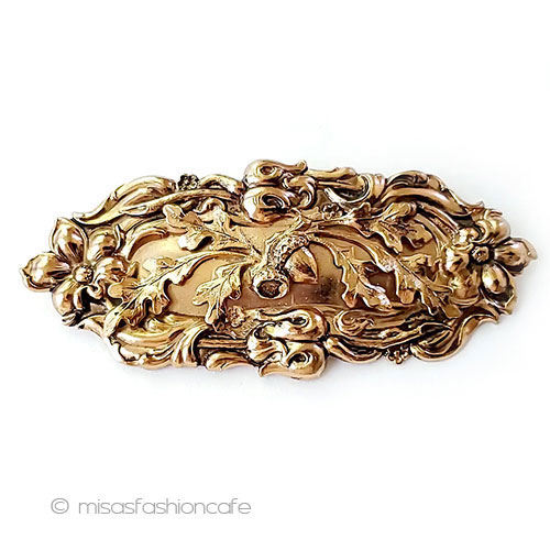 （画像用） アールヌーヴォー　団栗 花＆どんぐり　ブローチ