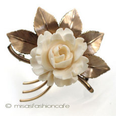 （画像用） 象牙アイボリー 12Kgf Winardローズブローチ