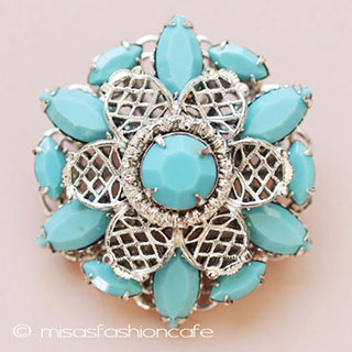 （画像用） ターコイズ花ブローチ