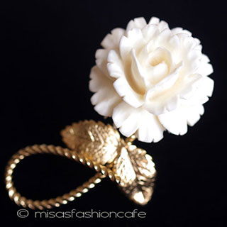 （画像用） 象牙アイボリー12K gf ローズ　ブローチ