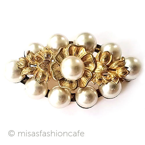 （画像用） アンティーク　ブローチ アールヌーヴォー　花パール