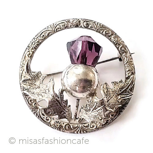 （画像用） スコットランド製ブローチ 銀製　アザミのお花