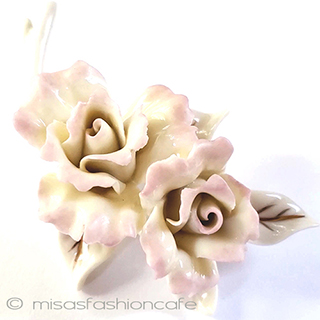 （画像用） Lenox磁器ポーセラーツ ローズブーケ・ブローチ