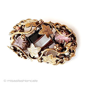 （画像用） アンティークブローチ 真珠・珊瑚・天然石の花