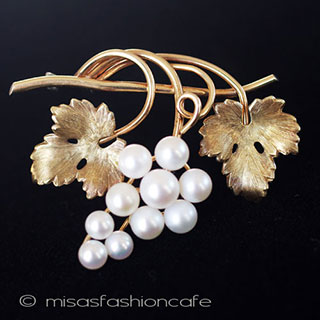 （画像用） 本真珠の葡萄　14Kgf Ｋｒｅｍｅｎｔｚ　ブローチ