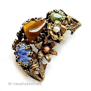 （画像用） アンティークジュエリー 天然石・珊瑚・真珠の花&松