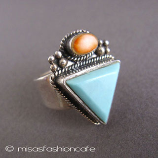 （画像用） スターリングシルバー925 ターコイズ天然石リング