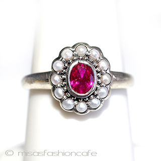 （画像用） 真珠　ルビー　リング　 スターリングシルバー