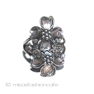 （画像用） ハナミズキのお花　リング スターリングシルバー刻印