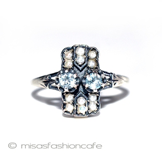 （画像用） 真珠アクアマリン　リング　 スターリングシルバー刻印