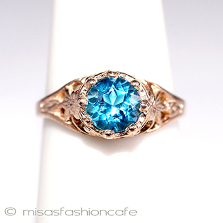 （画像用） 天然石　ブルートパーズ　 14Kローズゴールド925