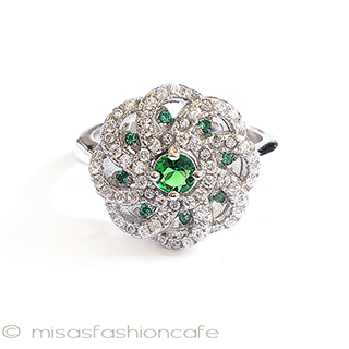 （画像用） エメラルド＆トパーズ スターリング刻印リング