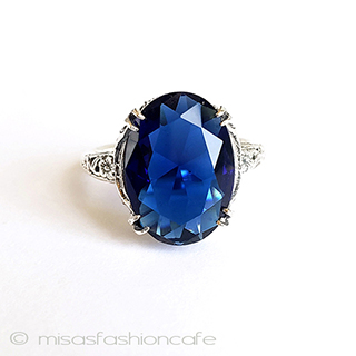 （画像用） サファイア　花　リング スターリングシルバー刻印