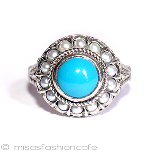 （画像用） ターコイズ真珠リング指輪 スターリングシルバー925