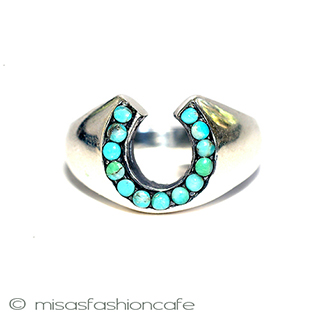 （画像用） 天然石ターコイズ　馬蹄型 スターリング刻印　リング