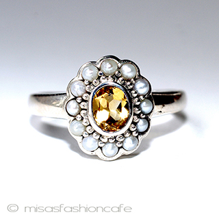 （画像用） 真珠シトリン　リング スターリングシルバー