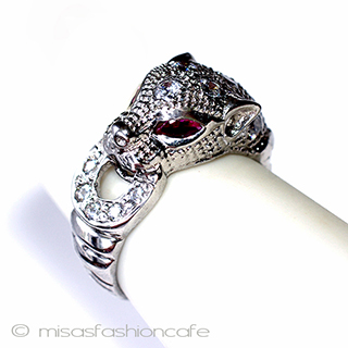 （画像用） 銀製レオパード　リング 天然石ルビー＆サファイヤ