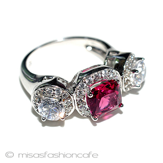 （画像用） ルビー＆ホワイトトパーズ スターリング刻印リング