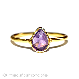 （画像用） 天然石アメジスト　リング 14Kイエローゴールド　925