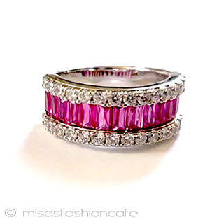 （画像用） ルビー＆ホワイトトパーズ スターリング刻印　リング