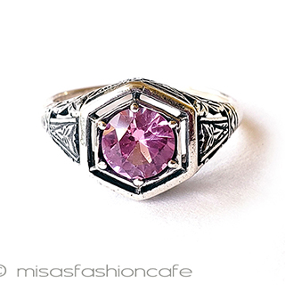 （画像用） アンティーク銀製リング ピンクサファイア　指輪