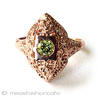 （画像用） アンティークリング　指輪 天然石14kローズゴールド