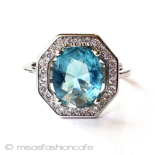 （画像用） アクアマリン　銀製指輪 スターリング925リング