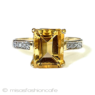 （画像用） シトリン＆ダイヤモンド指輪 10金10Kイエローゴールド