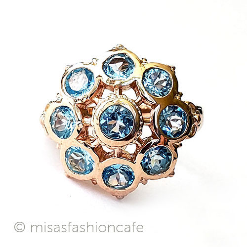 （画像用） 天然石トパーズの花リング 14kRoseゴールド925指輪