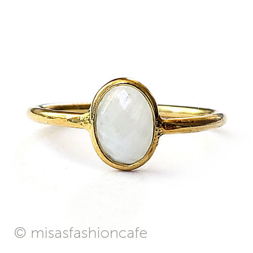 （画像用） 天然石ムーンストーン指輪 14Kイエローゴールド925