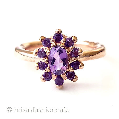 （画像用） アンティークリング花指輪 アメジスト ローズGold925