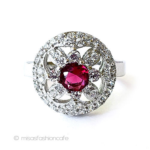 （画像用） ルビー＆ホワイトトパーズ スターリングシルバー指輪