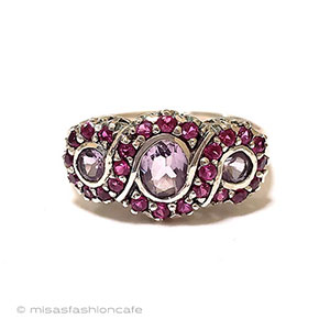 （画像用） アメジスト銀製925指輪 スターリング刻印リング