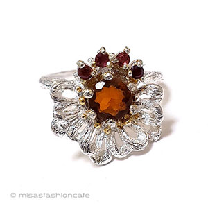 （画像用） 天然石オパール花リング スターリング銀製指輪