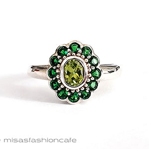 （画像用） エメラルド&ペリドット スターリング　指輪