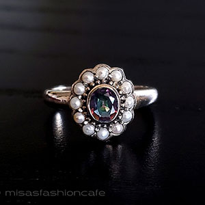 （画像用） 真珠トパーズ　指輪 スターリング　銀製