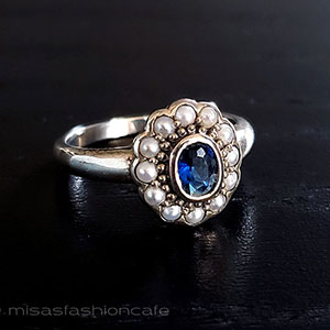 （画像用） 真珠　サファイア　指輪 スターリングシルバー銀