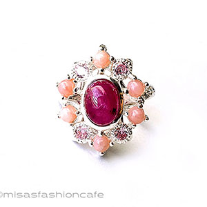 （画像用） 天然石ルビー・オパール スターリングシルバー指輪