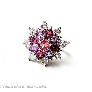 （画像用） アンティークリング花指輪 天然アメジストガーネット