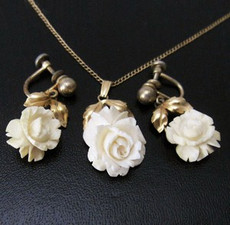 （画像用） 12K本象牙アイボリー ネックレス・イヤリングセット