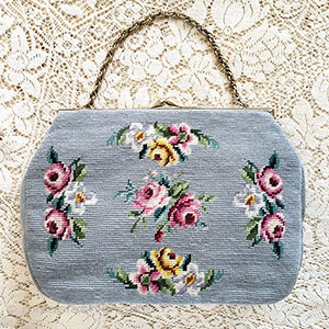 （画像用） ヴィンテージバッグ（大） プチポアンお花刺繍