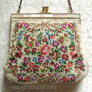 （画像用） アンティークバッグ プチポアン　花刺繍