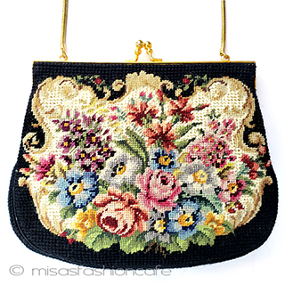 （画像用） アンティークバッグ　 プチポアン　花刺繍