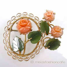 （画像用） Krementz刻印 セット 14Kgf 珊瑚・翡翠