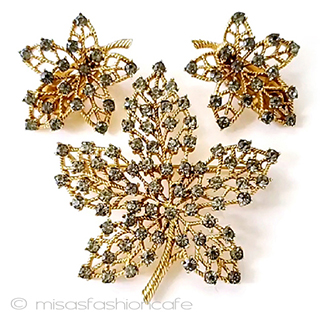 （画像用） Trifari　 トリファリ クリスタル紅葉セット