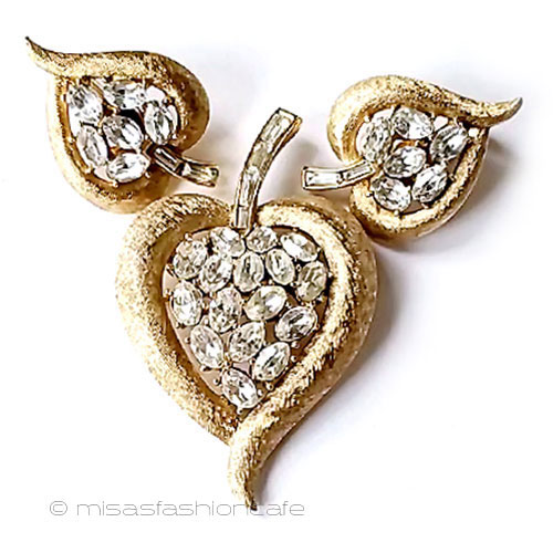 （画像用） Trifari　 トリファリ クリスタルの葉セット