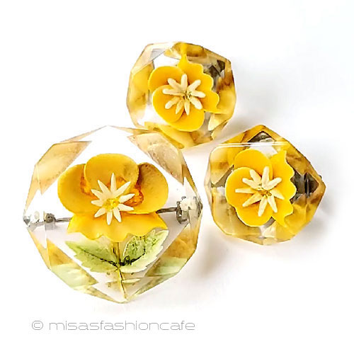 （画像用） ヴィンテージジュエリー パンジーのお花セット