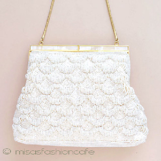 （画像用） ビンテージ　バッグ 総ビーズ　MOパール